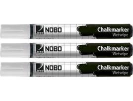 Conjunto de 3 Marcadores para Quadro de Vidro  Chalkmarker Wetwipe (Branco)