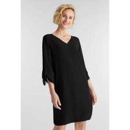 Esprit Vestido direito e curto em crepe, decote em V