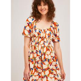Compania Fantastica Vestido evasé e estampado com gola redonda 