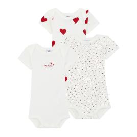 Petit Bateau Lote de 3 bodies de mangas curtas, 3 meses-3 anos