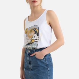 Superdry Top de gola redonda, de cavas, motivo à frente