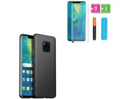 Kit Capa, Película de Vidro Nano Curved UV e Suporte Magnético Auto Huawei Mate 20 Pro PHONOCARE Naked Preto