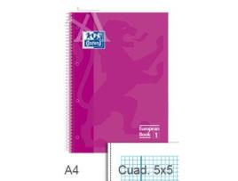 Paq/5 Bloc A4 80H 90G. Cuad.5X5 Fucsia Europeanbook1 Oxford
