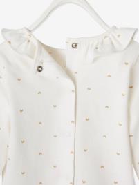 Camisola com folho na gola, para bebé menina branco claro estampado