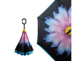 Guarda-Chuva Invertido com Gancho Flor Rosa e Azul