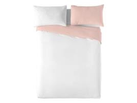 Capa Nórdica Naturals Branco Cor de Rosa Cama de 90 150 X 270 cm