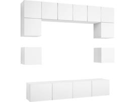 8 pcs conjunto de móveis de TV contraplacado branco