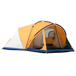 Outsunny Tenda de Campismo Familiar 6 Pessoas Tenda Campismo Impermeável PU2000mm com 3 Portas 2 Janelas 548x510x210cm Laranja   Aosom Portugal