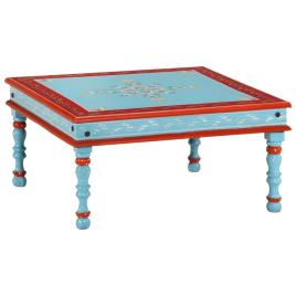 vidaXL Mesa de centro madeira mangueira maciça pintada à mão azul