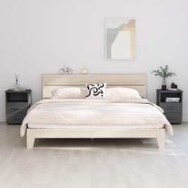 vidaXL Mesas de cabeceira 2pcs 40x35x62cm pinho maciço cinzento-escuro