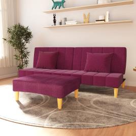 vidaXL Sofá-cama de 2 lugares com apoio de pés tecido roxo