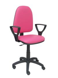 Silla de oficina Ayna similpiel rosa con brazos