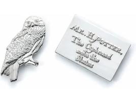 Conjunto de Alfinetes HARRY POTTER Hedwig & Hogwarts Letra Prateada