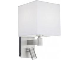 Aplique com Leitor ALEMAR Siri LED (Máx. 60W - Metal, Tecido - Níquel cetim)