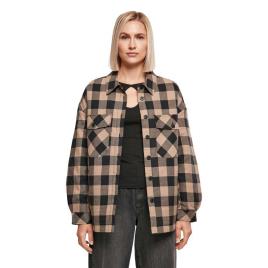Urban Classics Camisa Manga Comprida Flanell Over S Black / Soft Taupe