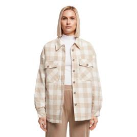 Urban Classics Camisa Manga Comprida Flanell Over S White Sand / Light Taupe