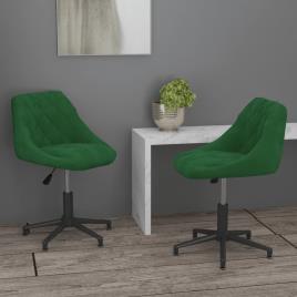 vidaXL Cadeiras de jantar giratorias 2 pcs veludo verde-escuro