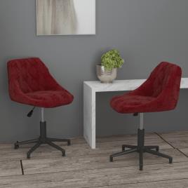 vidaXL Cadeiras de jantar giratórias 2 pcs veludo vermelho tinto
