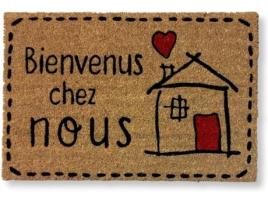 Tapete de Entrada KOKO DOORMATS Bienvenus Chez Nous (Castanho - 60 x 40 x 1.50 cm - Fibra de Coco e Base de PVC)