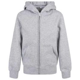 Build Your Brand Moletom Com Zíper Organic Basic 110-116 Heather Grey