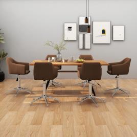 vidaXL Cadeiras de jantar giratórias 6 pcs tecido castanho