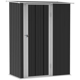 Outsunny Abrigo de Jardim 1,07m² 142x84x189cm Abrigo de Jardim de Aço Galvanizado com Porta Fechadura e Orifícios de Drenagem Cinza   Aosom Portugal