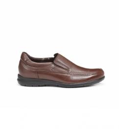 Fluchos para homem. Sapatos de couro 8499 Pássaro castanho Fluchos