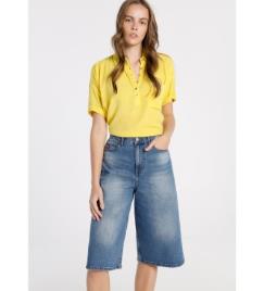 Lois para mulher. Bermuda Denim Medium Blue 1962 Wide Knee Crop Blue