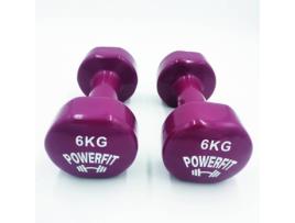 Halteres POWERFIT Extremidade Plana Castanho (6 Kg)