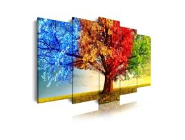 Dekoarte Quadros Modernos Impresso em Tela Árvores Da Paisagem Quatro Estações 5 Peças 200x100cm