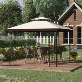 Pérgola de Jardim 3x3m para Exterior com Duplo Teto de Ventilação e Estrutura de Aço com Proteção Solar para Festas Eventos ao