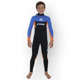 Kynay Fato Neoprene Manga Comprida Back Zip Juventude Surf Neoprene Ultra Stretch 8 Years Black / Blue / Orange