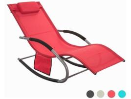 Espreguiçadeira SOBUY OGS28-R (Sintético e Ferro-Vermelho-158 x 62 x 86 cm)