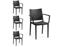 Conjunto 4 Cadeiras Mosk com Braços Preto Tensai Furniture