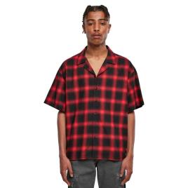 Urban Classics Camisa Manga Curta Loose Checked Resort L Black / Red