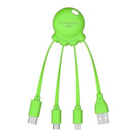 Cabo  XP6104031A (USB - Micro-USB+Lightning+USB-C - 0.1m - Verde)