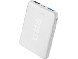 Powerbank SBS Pocket Line (5000 mAh - 2 USB - 1 Micro-USB - Branco)