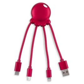 Cabo MUVIT XOOM0005 (USB - MicroUSB - USB-C - Lightning - 7.7 cm - Vermelho)