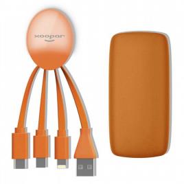 Powerbank  Weekender (5000 mAh - USB - MicroUSB - Lightning - USB-C - Laranja)