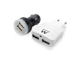 Conjunto 2 Carregadores EWENT EW1206 Preto e Branco