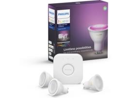 Kit 3 Lâmpadas Inteligentes + Bridge PHILIPS HUE  (GU10 - Branco e cor)