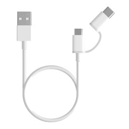 Cabo Xiaomi Mi Charging 2 em 1 Micro USB para Type-C 1m Branco