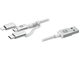 Cabo  Lightning+Type C+Micro USB 1m
