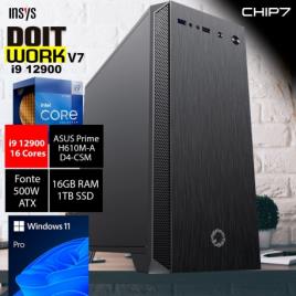 CHIP7 DOIT WORK V7 INSYS INTEL I9 12900 16 CORES / 1TB SSD / 16GB RAM / WINDOWS 11 PRO - COMPUTADOR TRABALHO