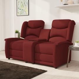 vidaXL Sofá reclinável 2 lug. c/ suporte copos tecido vermelho tinto