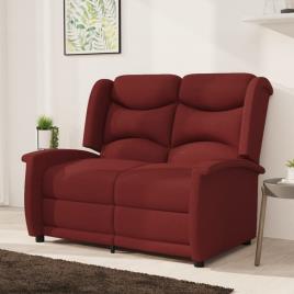 vidaXL Sofá reclinável de 2 lugares tecido vermelho tinto