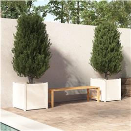 vidaXL Vaso/floreira de jardim 2 pcs 60x60x60 cm pinho maciço branco