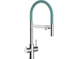 Torneira de cozinha VIZIO 5 Vias Tubo Giratória 360° Aço polido Turquesa  (Aço)