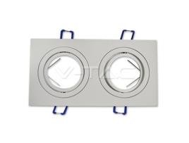 Aro de Encastrar Quadrado Orientável Branco Duplo