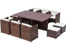 Conjunto de Jantar Exterior CONCEPT U Sunset (Castanho e Branco - Alumínio - 180x115x74 cm)
